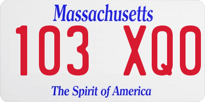 MA license plate 103XQ0