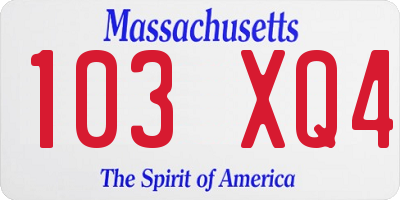 MA license plate 103XQ4