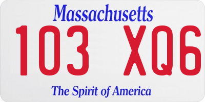 MA license plate 103XQ6