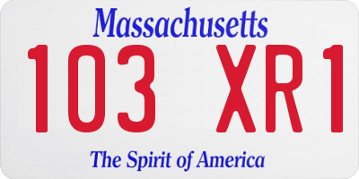 MA license plate 103XR1