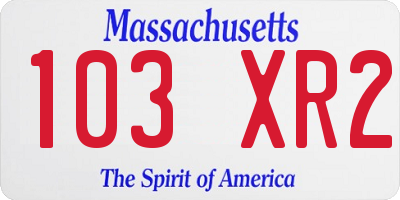 MA license plate 103XR2