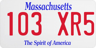 MA license plate 103XR5
