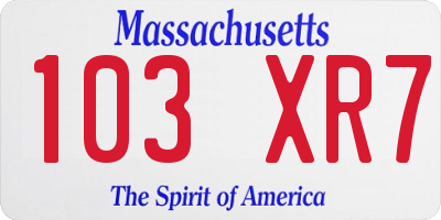MA license plate 103XR7