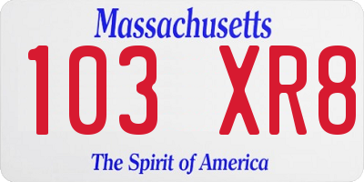 MA license plate 103XR8
