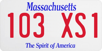 MA license plate 103XS1