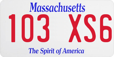 MA license plate 103XS6