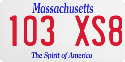 MA license plate 103XS8