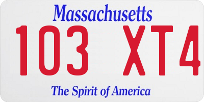 MA license plate 103XT4