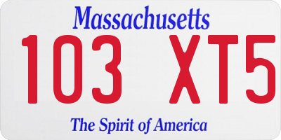 MA license plate 103XT5