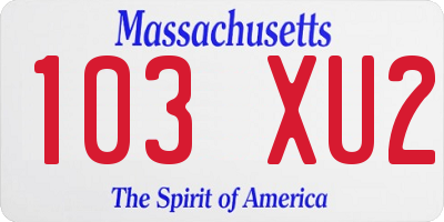 MA license plate 103XU2