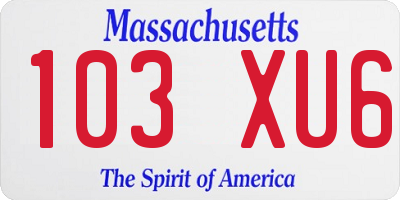 MA license plate 103XU6
