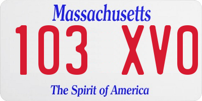 MA license plate 103XV0