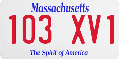 MA license plate 103XV1