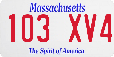 MA license plate 103XV4