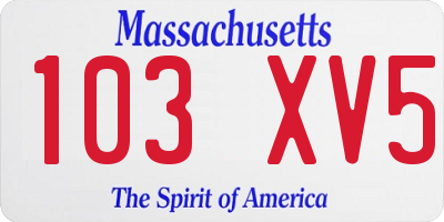 MA license plate 103XV5