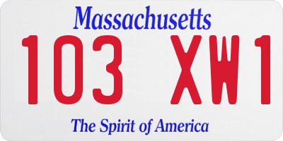 MA license plate 103XW1