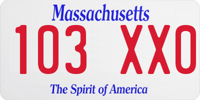 MA license plate 103XX0