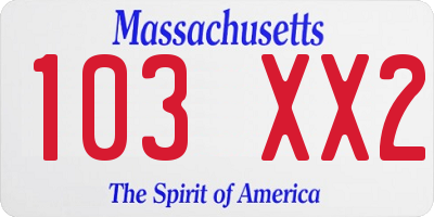MA license plate 103XX2