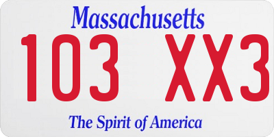 MA license plate 103XX3