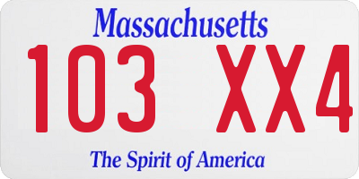 MA license plate 103XX4