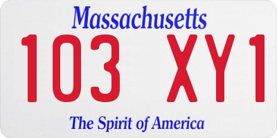 MA license plate 103XY1