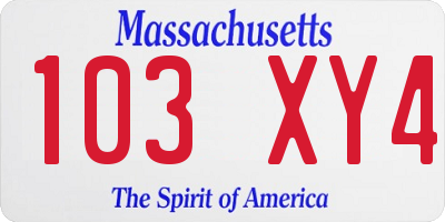 MA license plate 103XY4