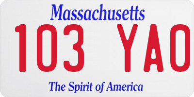 MA license plate 103YA0