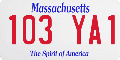 MA license plate 103YA1