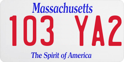 MA license plate 103YA2
