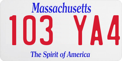MA license plate 103YA4