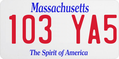MA license plate 103YA5