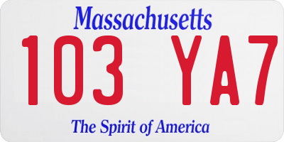 MA license plate 103YA7