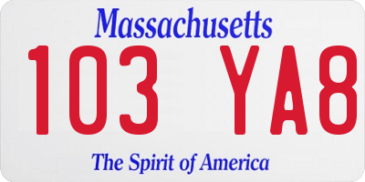 MA license plate 103YA8