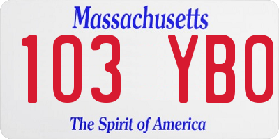 MA license plate 103YB0
