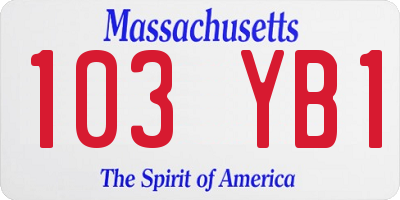 MA license plate 103YB1