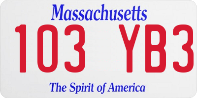MA license plate 103YB3