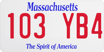 MA license plate 103YB4