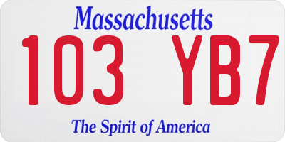 MA license plate 103YB7