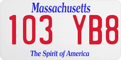 MA license plate 103YB8