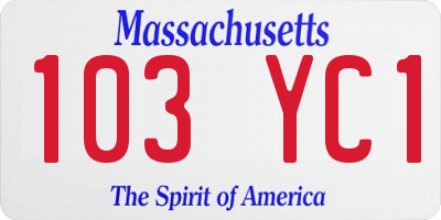 MA license plate 103YC1