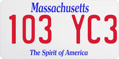 MA license plate 103YC3