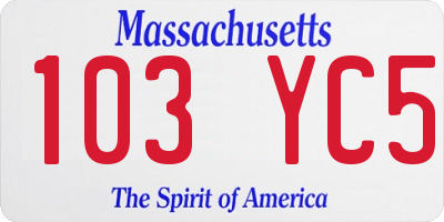 MA license plate 103YC5