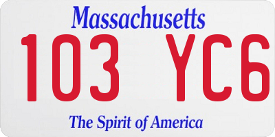 MA license plate 103YC6