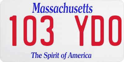 MA license plate 103YD0