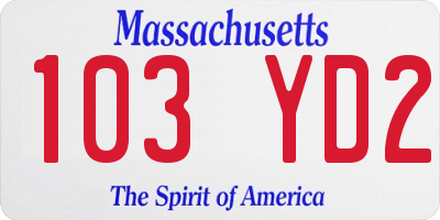 MA license plate 103YD2
