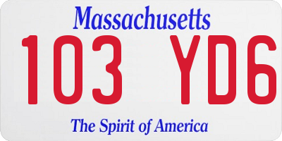 MA license plate 103YD6