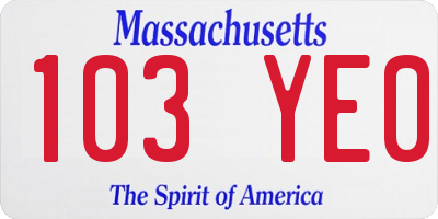 MA license plate 103YE0