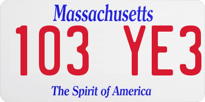 MA license plate 103YE3