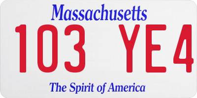 MA license plate 103YE4