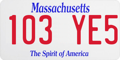 MA license plate 103YE5